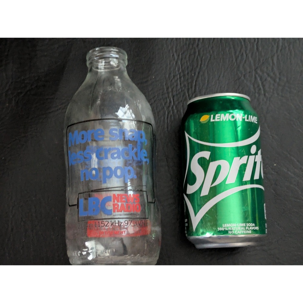 LBC‎ News Radio Glass Bottle More Snap Less Crackle No Pop Advertising London UK